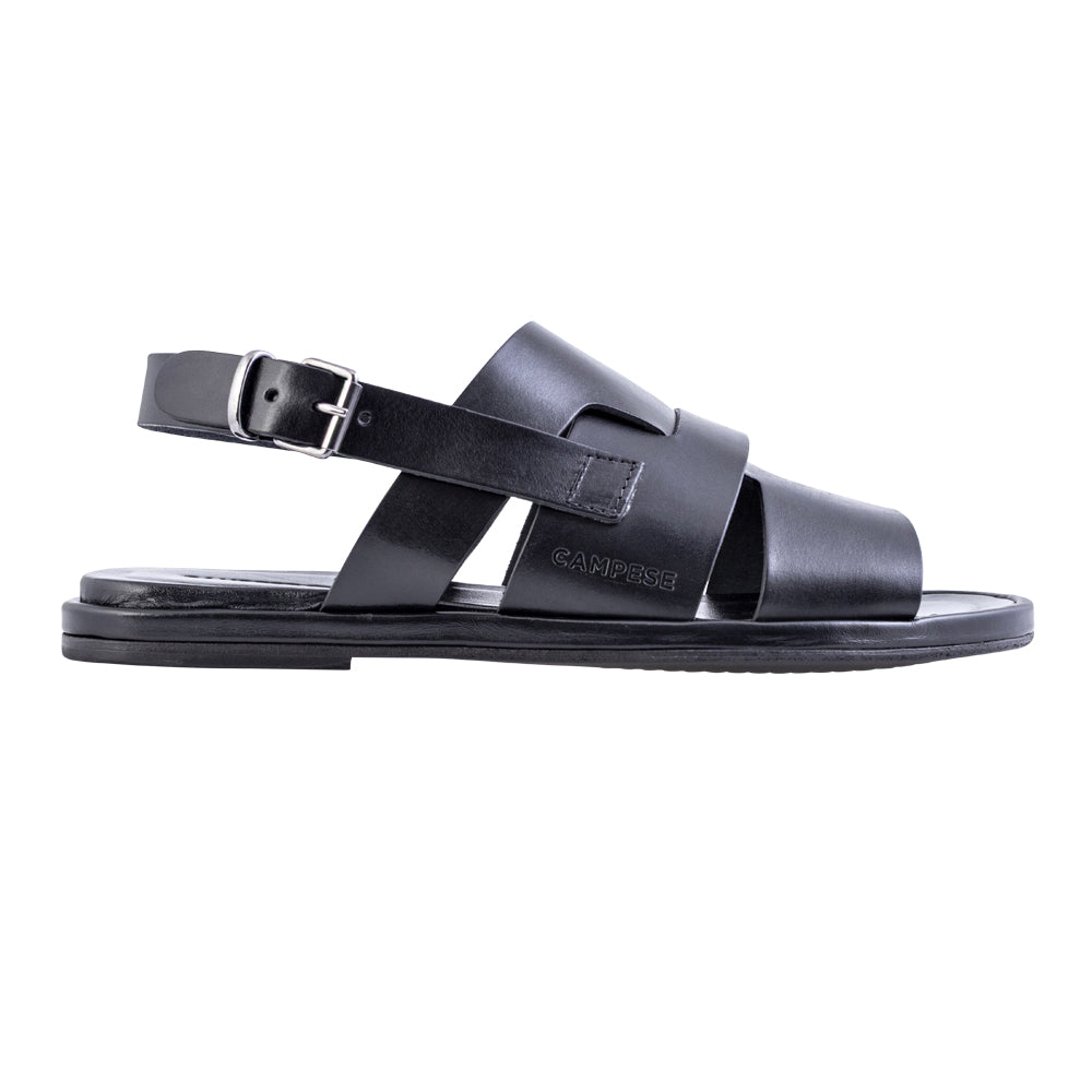 Sandale enveloppée de cuir noir