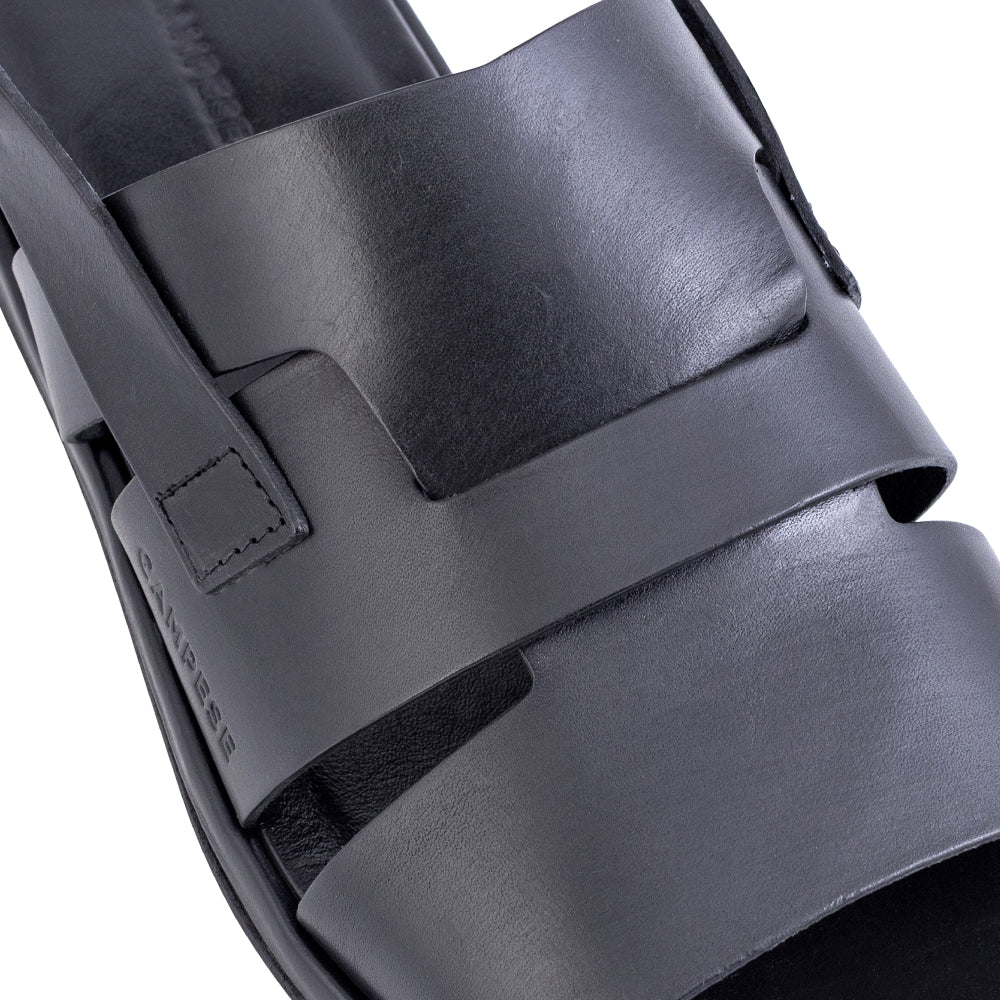 Sandale enveloppée de cuir noir