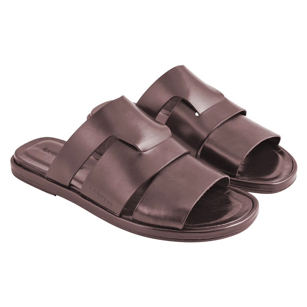 Sandalo in pelle marrone