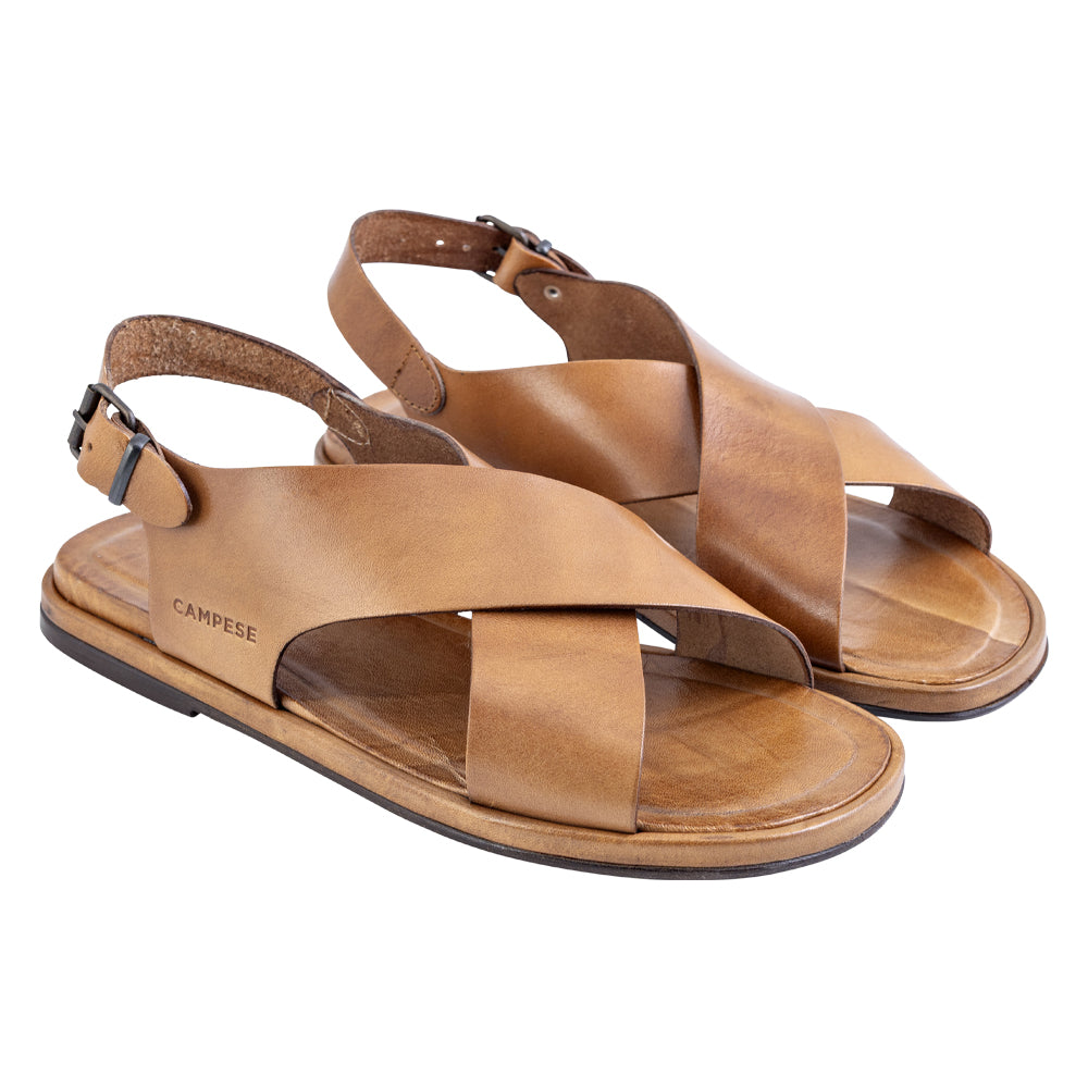 Sandale croisée en cuir