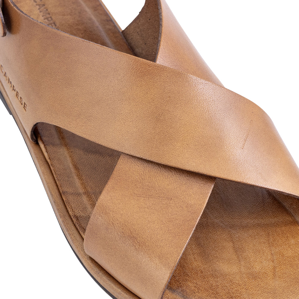 Sandale croisée en cuir