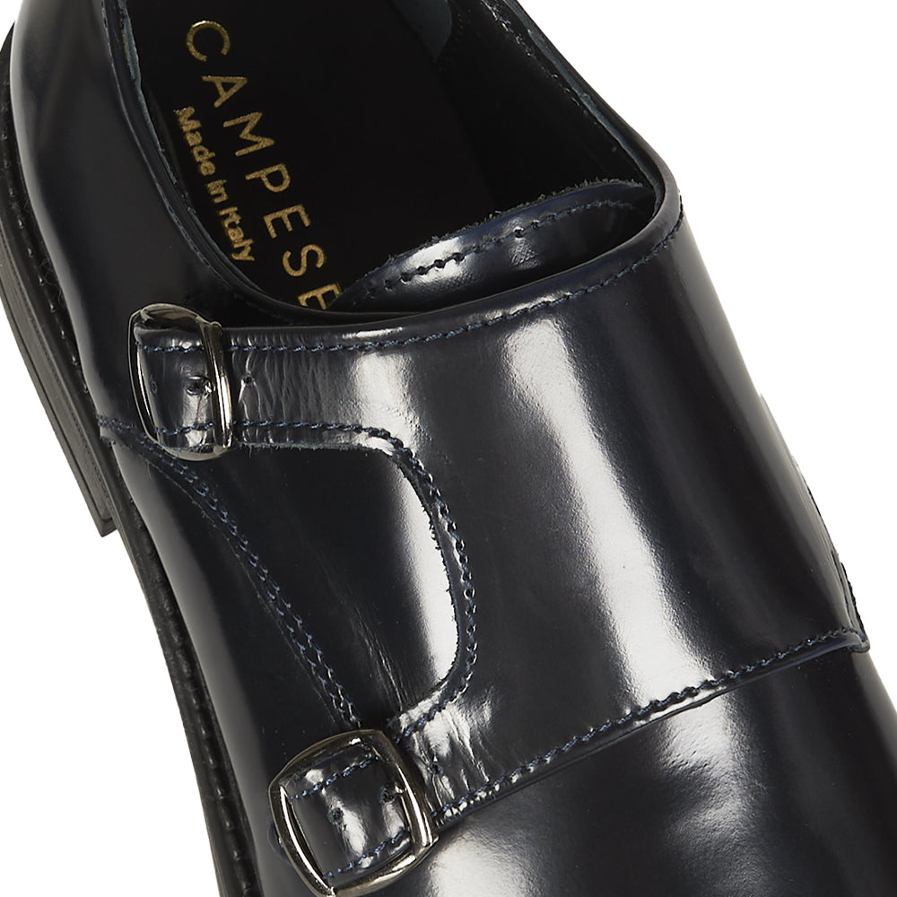 Monk strap in pelle abrasivata blu