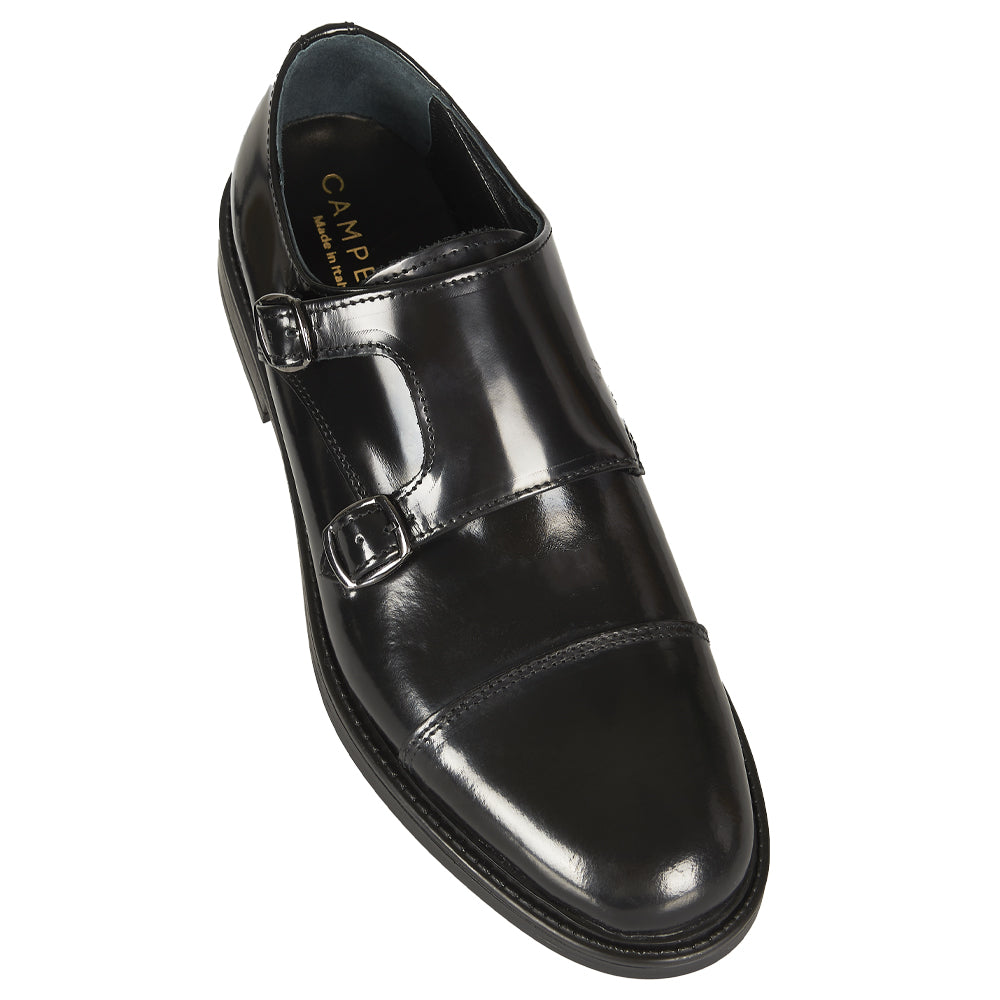 Monk strap in pelle abrasivata nera
