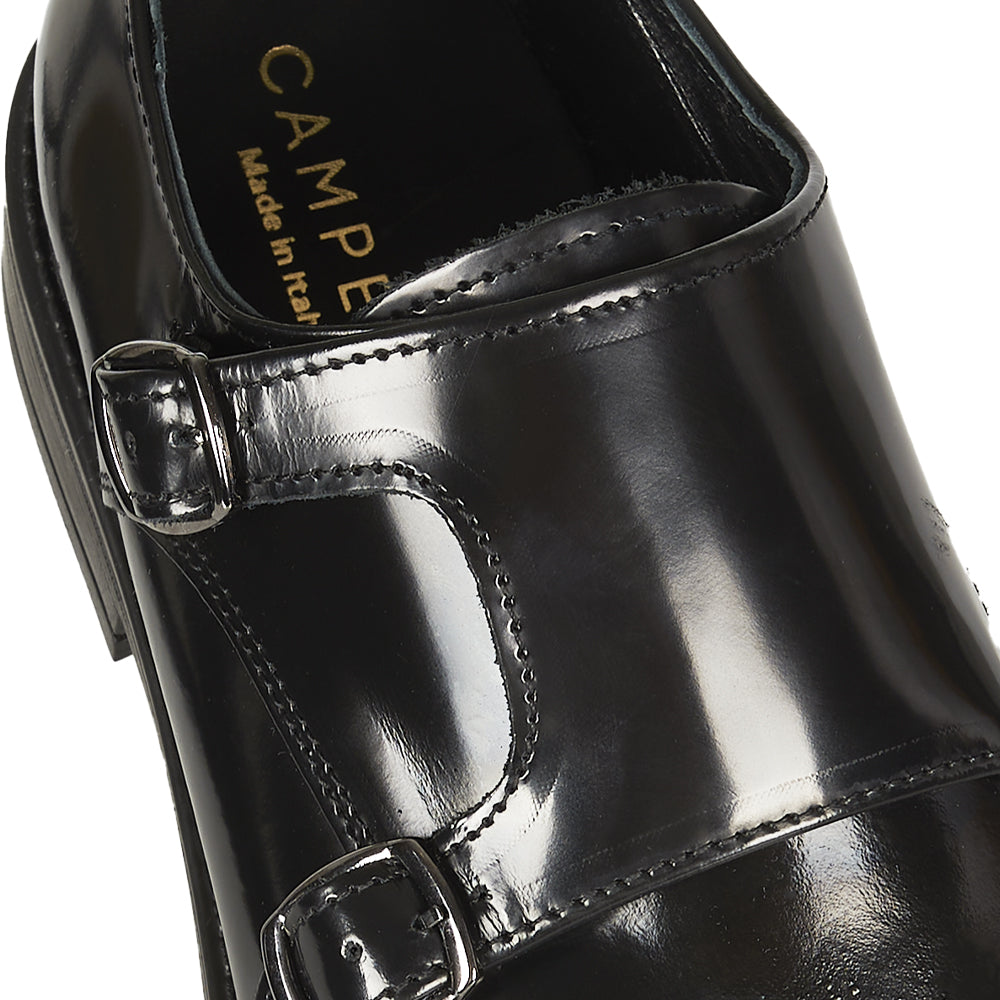 Monk strap in pelle abrasivata nera