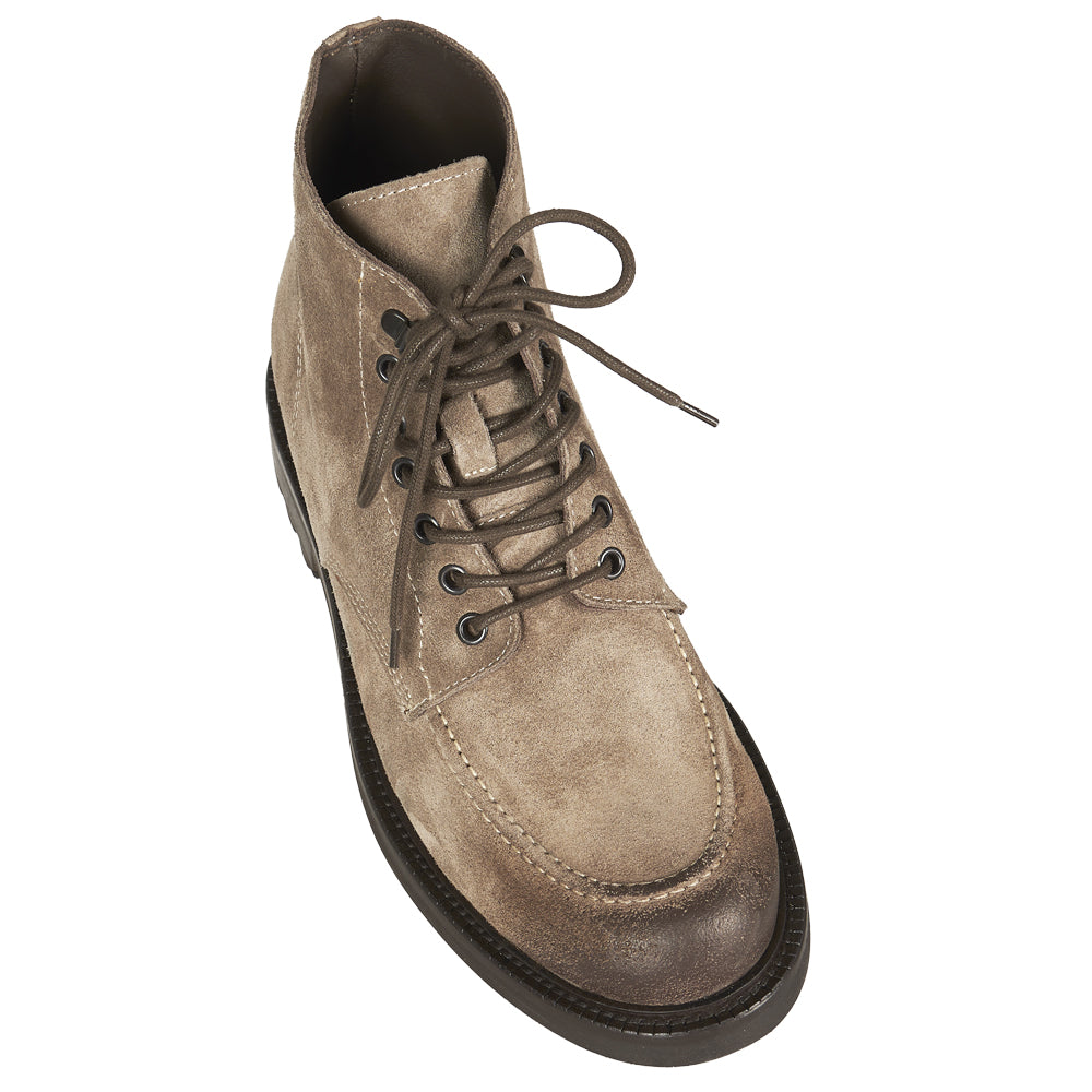 Stivaletto stringato in camoscio taupe