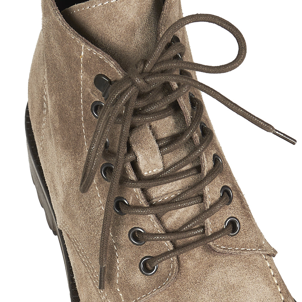 Stivaletto stringato in camoscio taupe