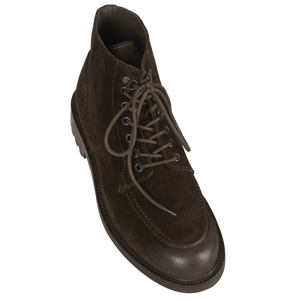 Stivaletto stringato in camoscio testa di moro