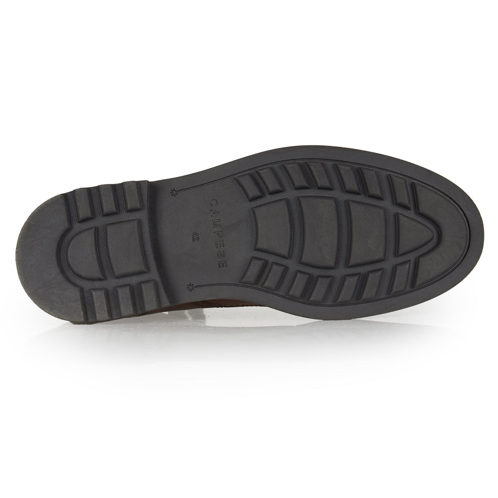 Stivaletto stringato in pelle cuoio