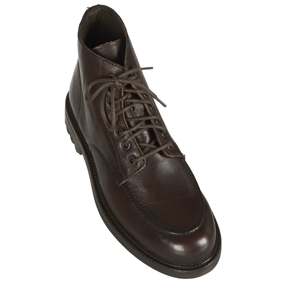 Stivaletto stringato in pelle testa di moro