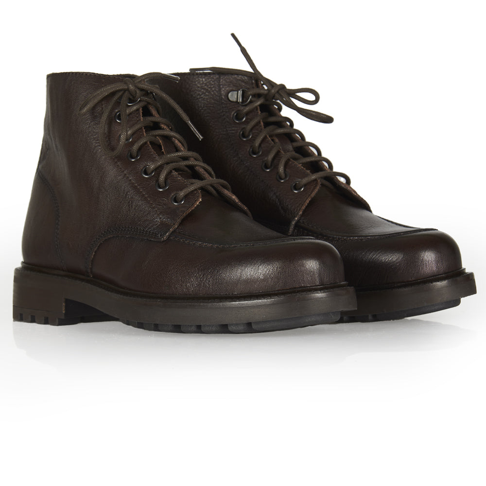 Stivaletto stringato in pelle testa di moro