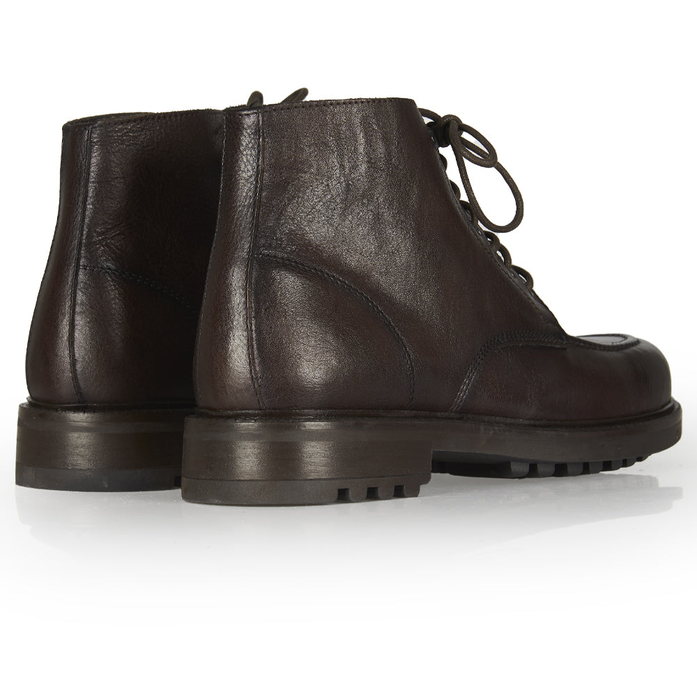 Stivaletto stringato in pelle testa di moro