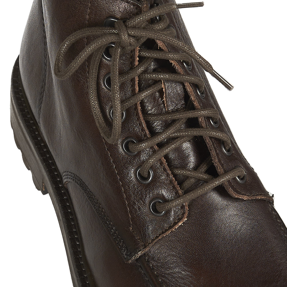Stivaletto stringato in pelle testa di moro