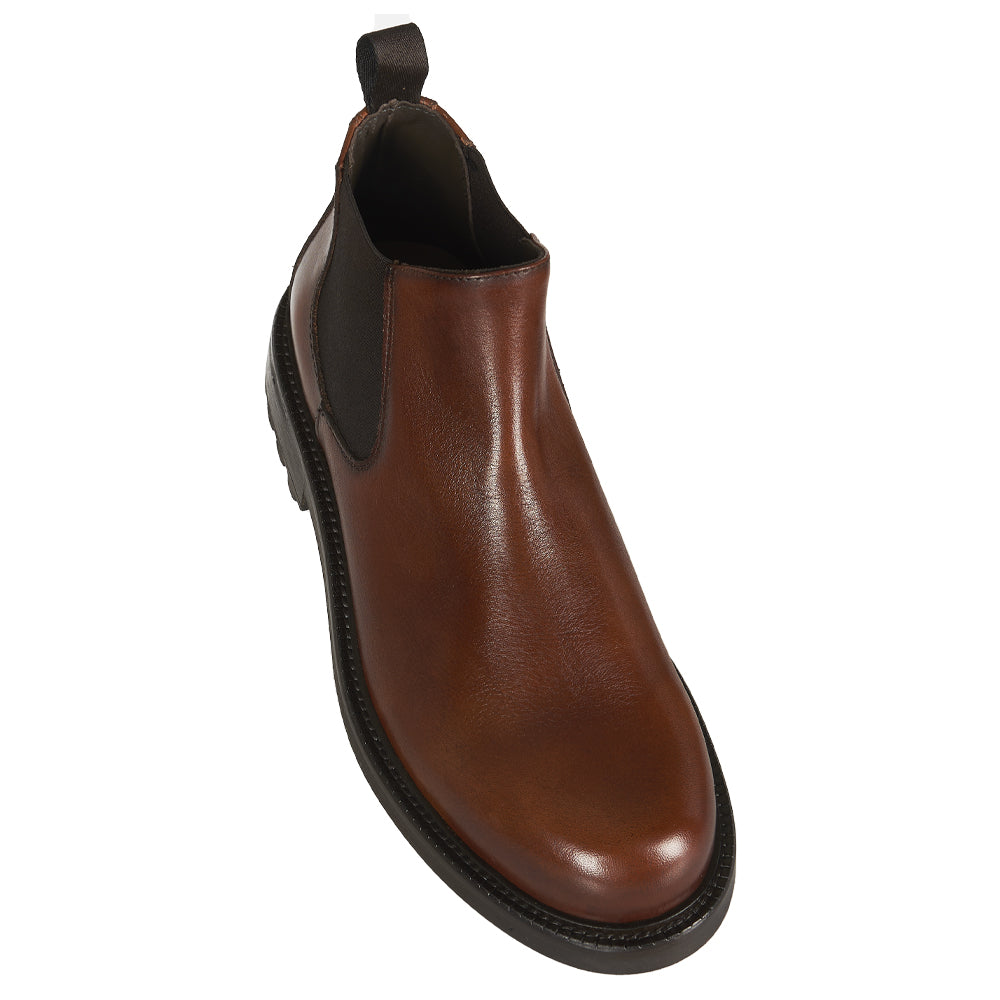 Stivaletto Chelsea in pelle cuoio
