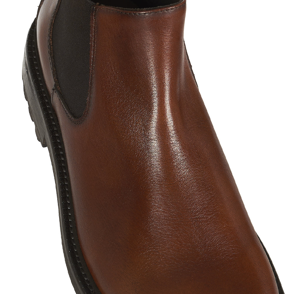 Stivaletto Chelsea in pelle cuoio