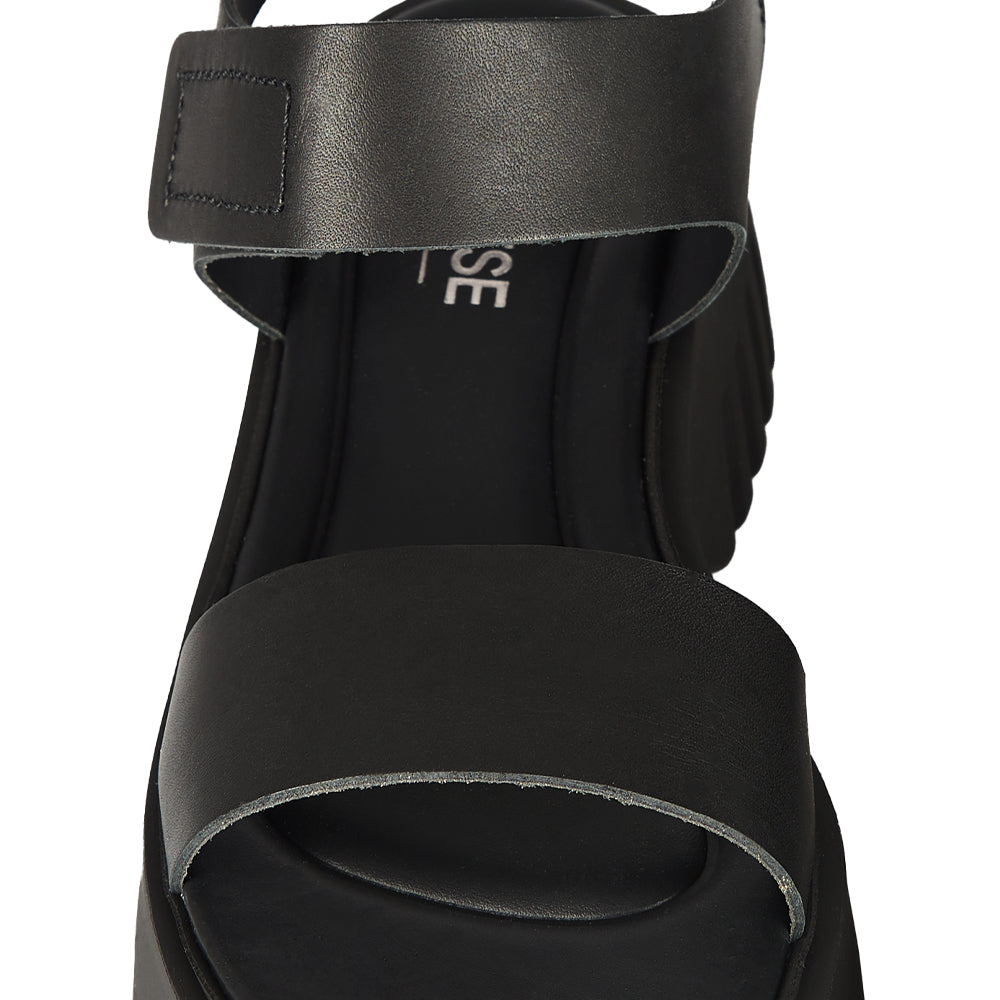 Sandali Platform Elephant Sole in pelle nera