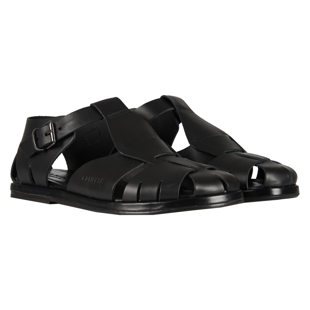 Sandalo francescano in pelle nera