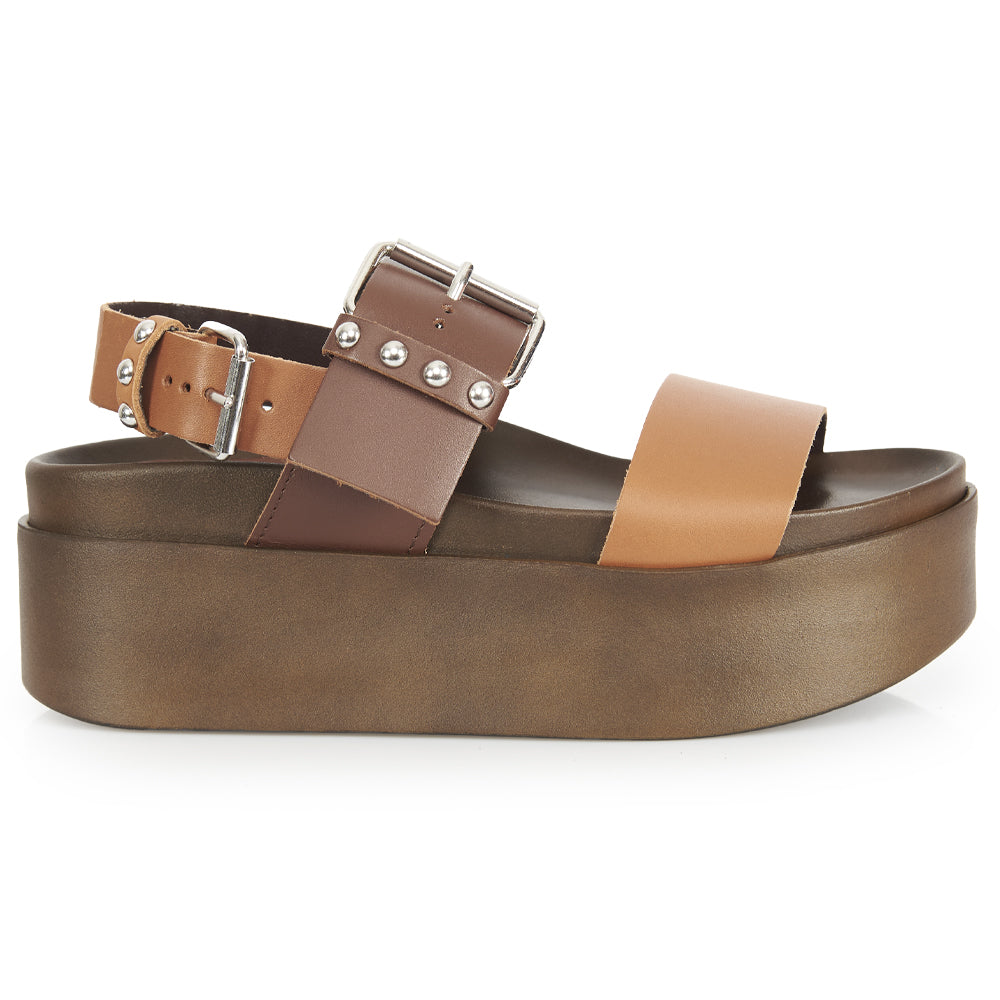 sandale à plateforme bicolore