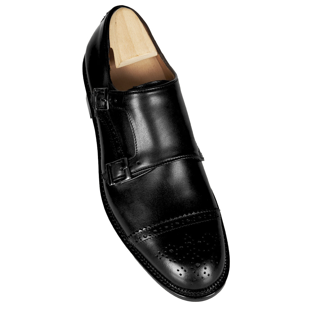 Doppia fibbia in pelle nera