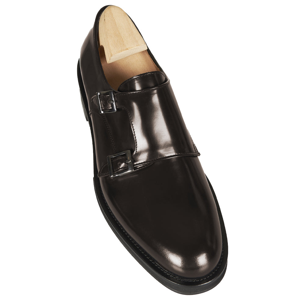 Monk strap in pelle abrasivata testa di moro