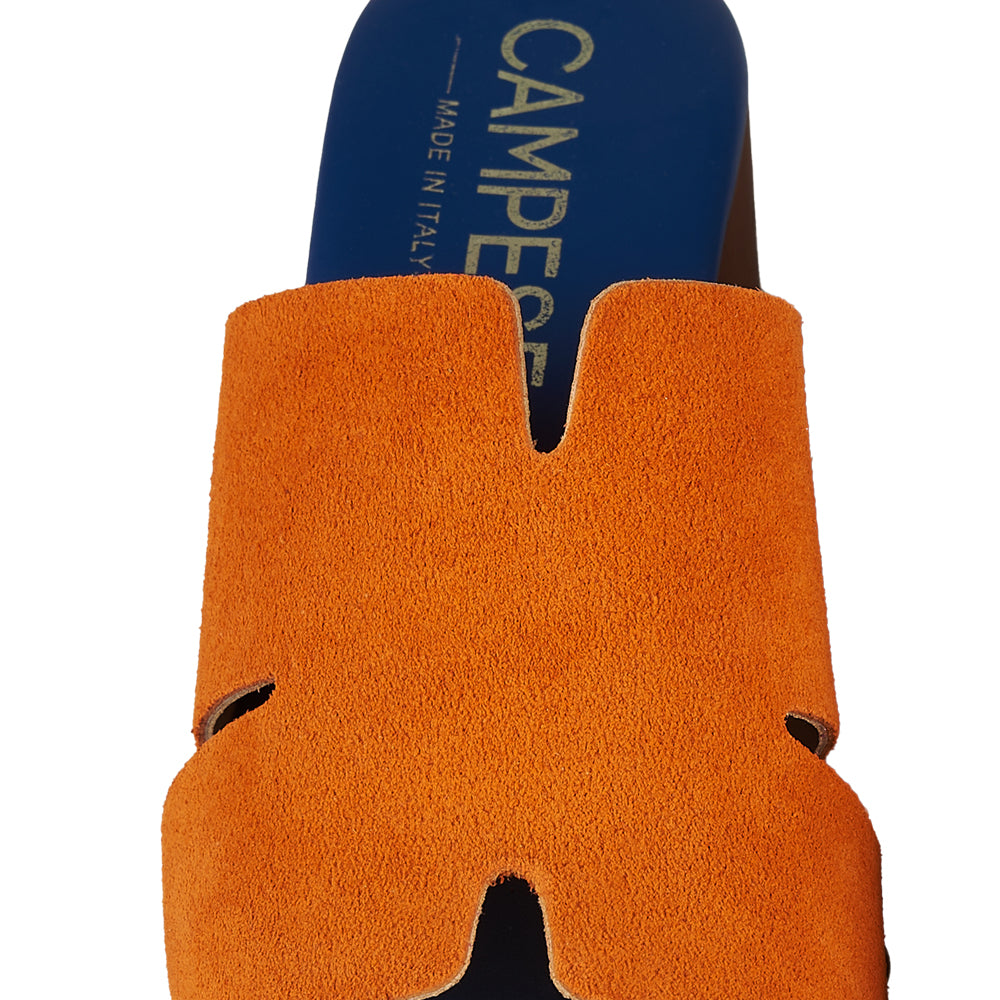 Zoccoli in pelle con tomaia in camoscio Arancione