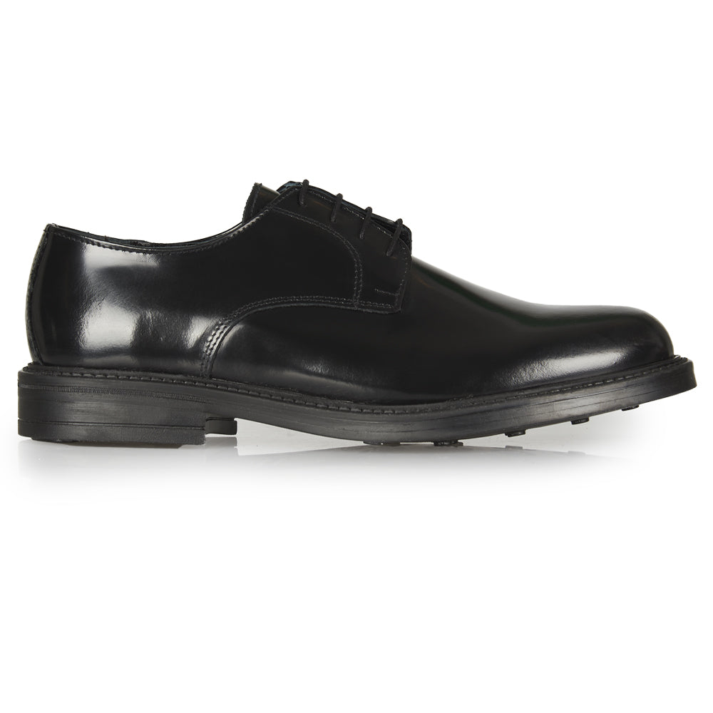 Stringate derby in pelle abrasivata nera