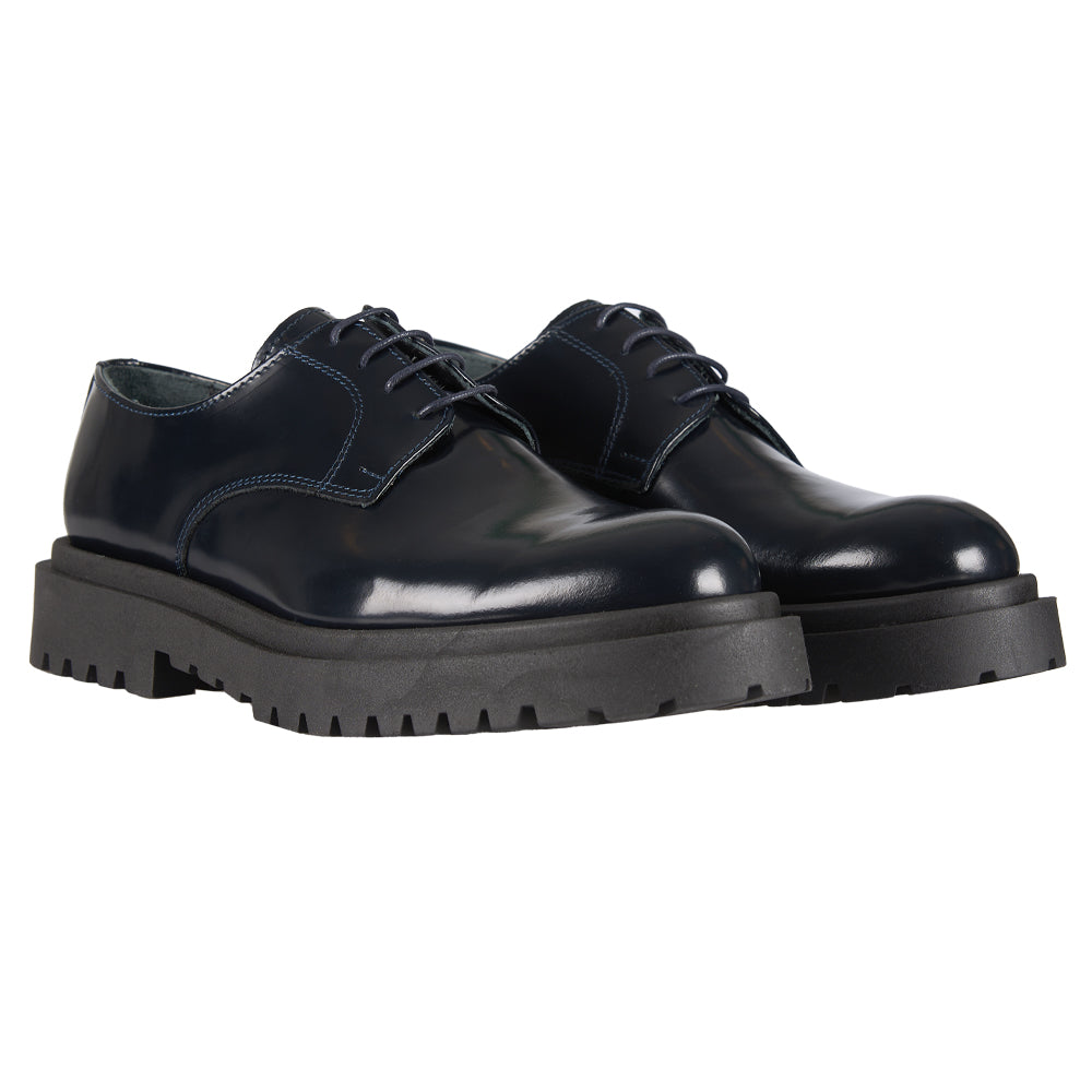 Derby in pelle abrasivata blu