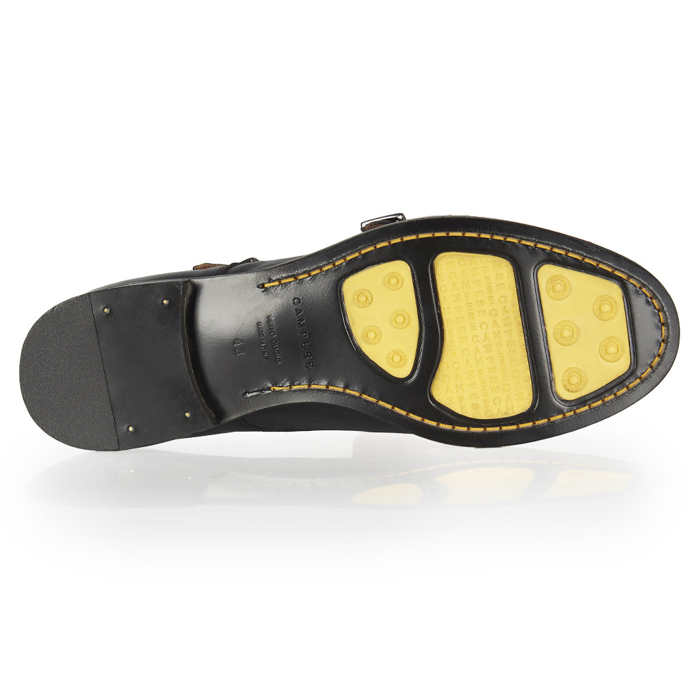 Doppia fibbia elegante in pelle nera