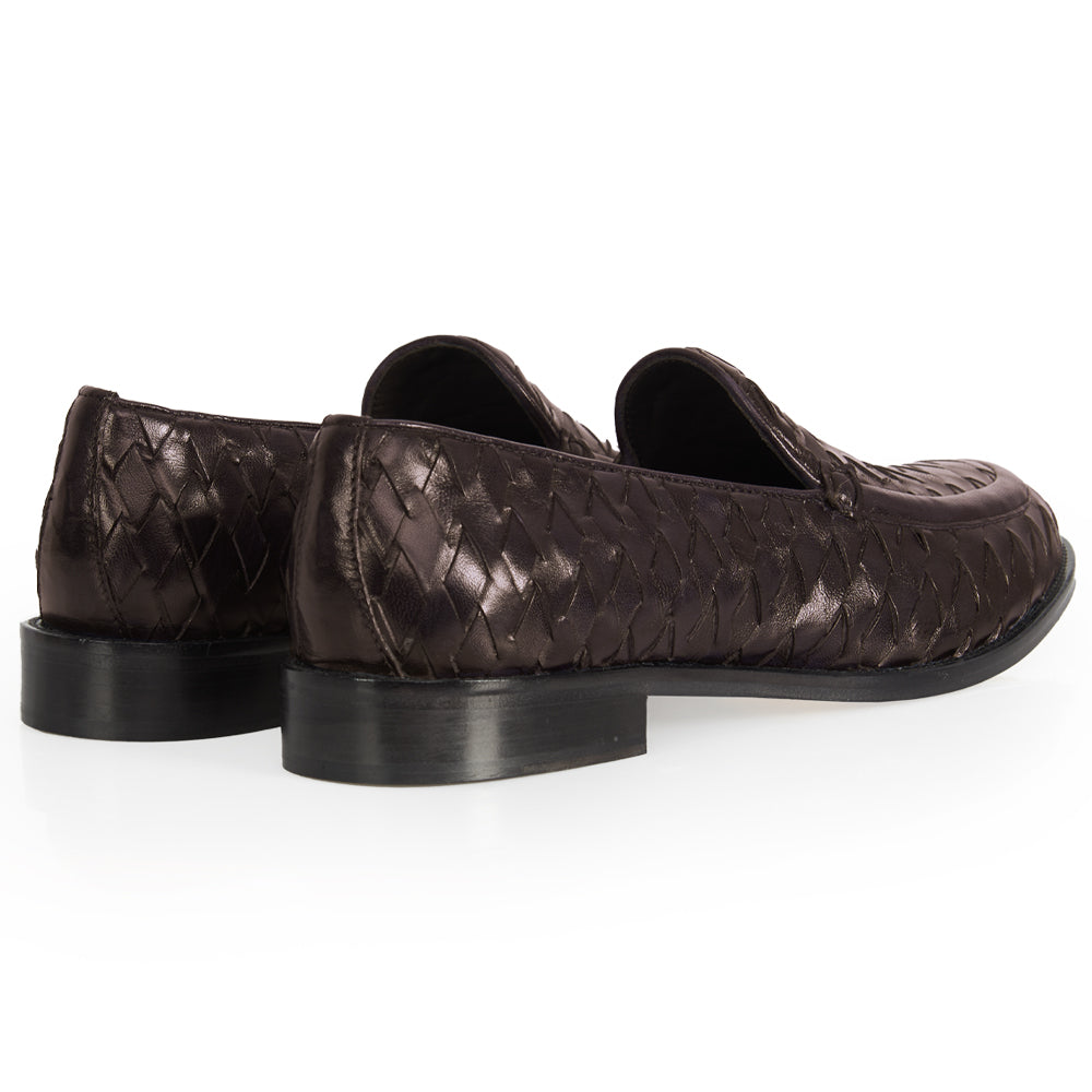 Mocassino Luxury in Pelle Intrecciata testa di moro