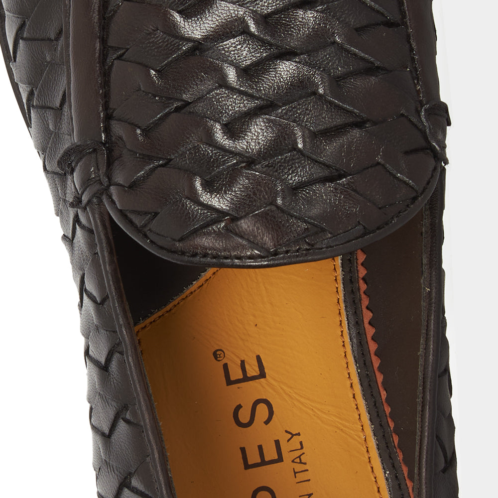 Mocassino Luxury in Pelle Intrecciata testa di moro
