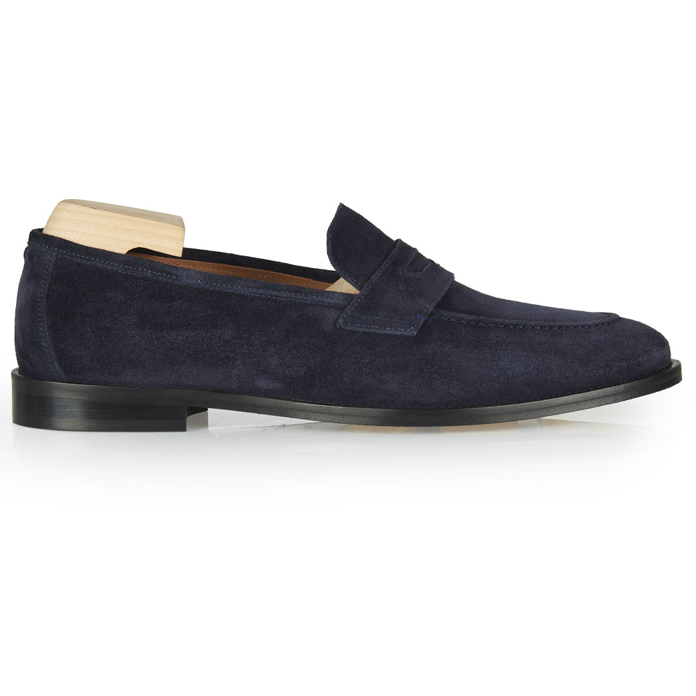 Mocassino Penny in pelle camoscio blu