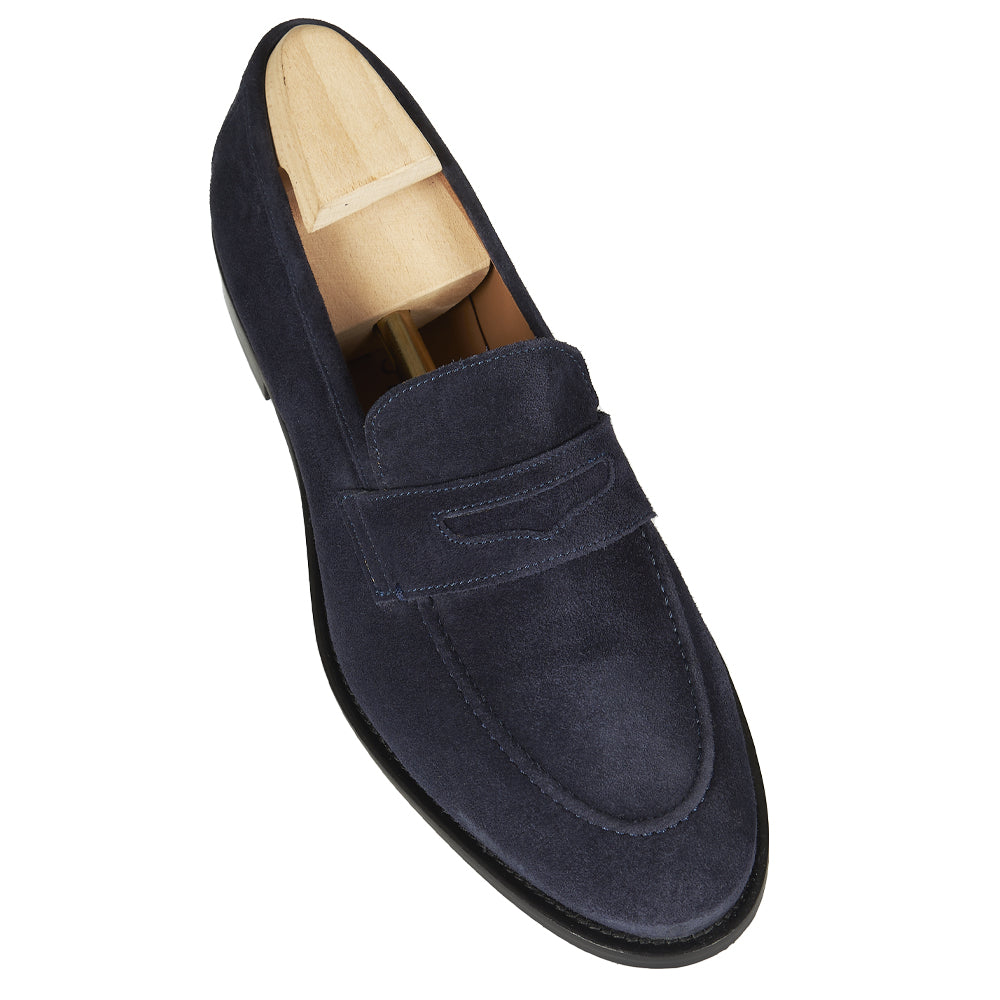 Mocassino Penny in pelle camoscio blu