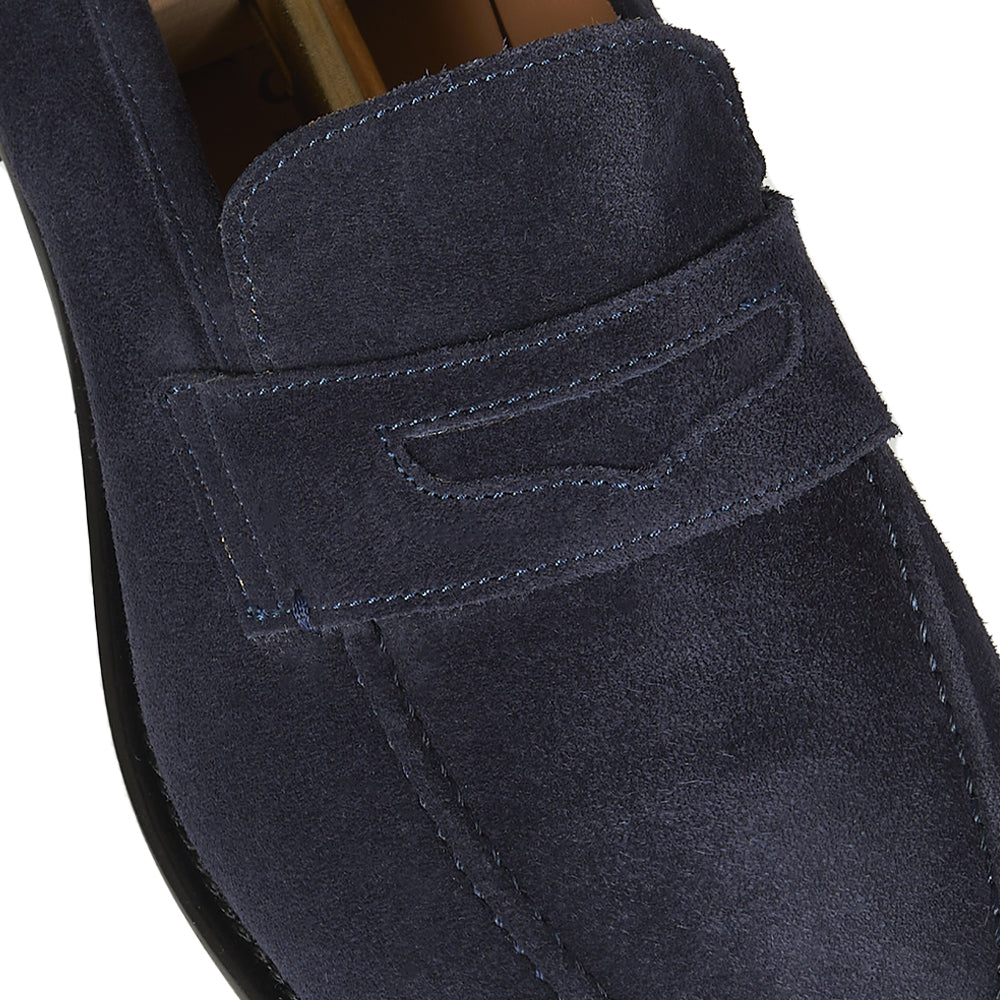 Mocassino Penny in pelle camoscio blu