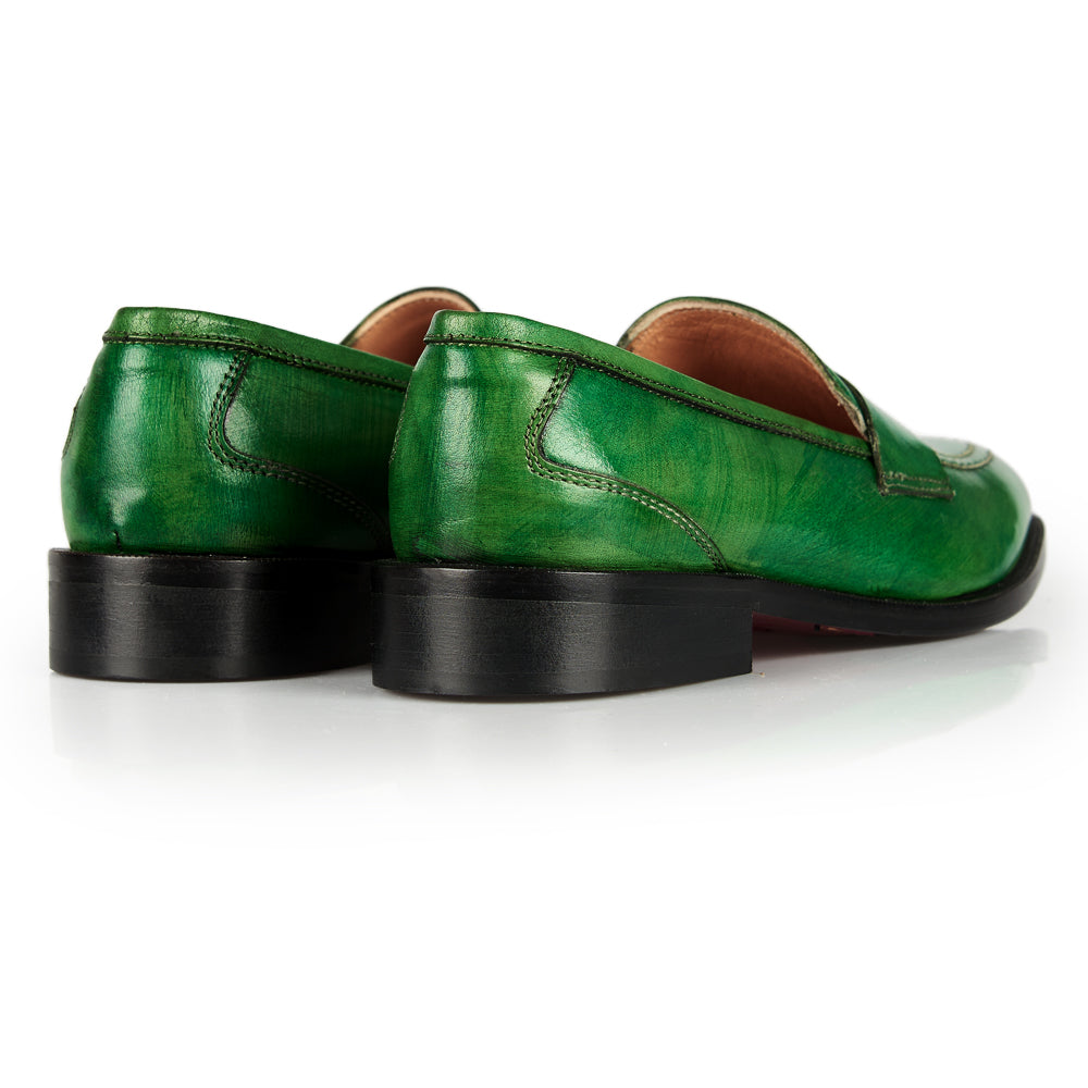 Mocassino penny pelle verde