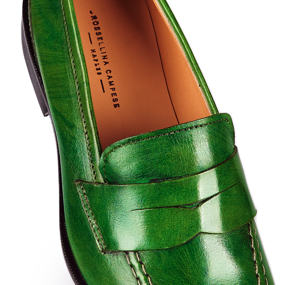 Mocassino penny pelle verde