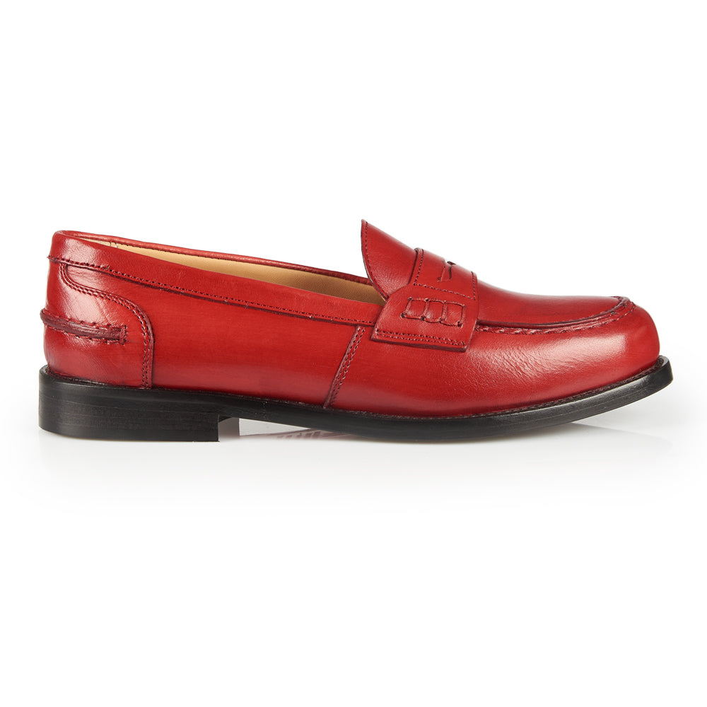 Red leather penny loafer