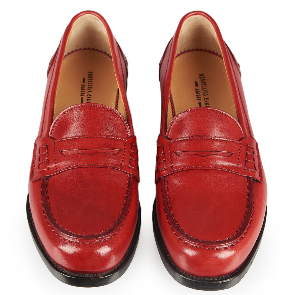 Red leather penny loafer
