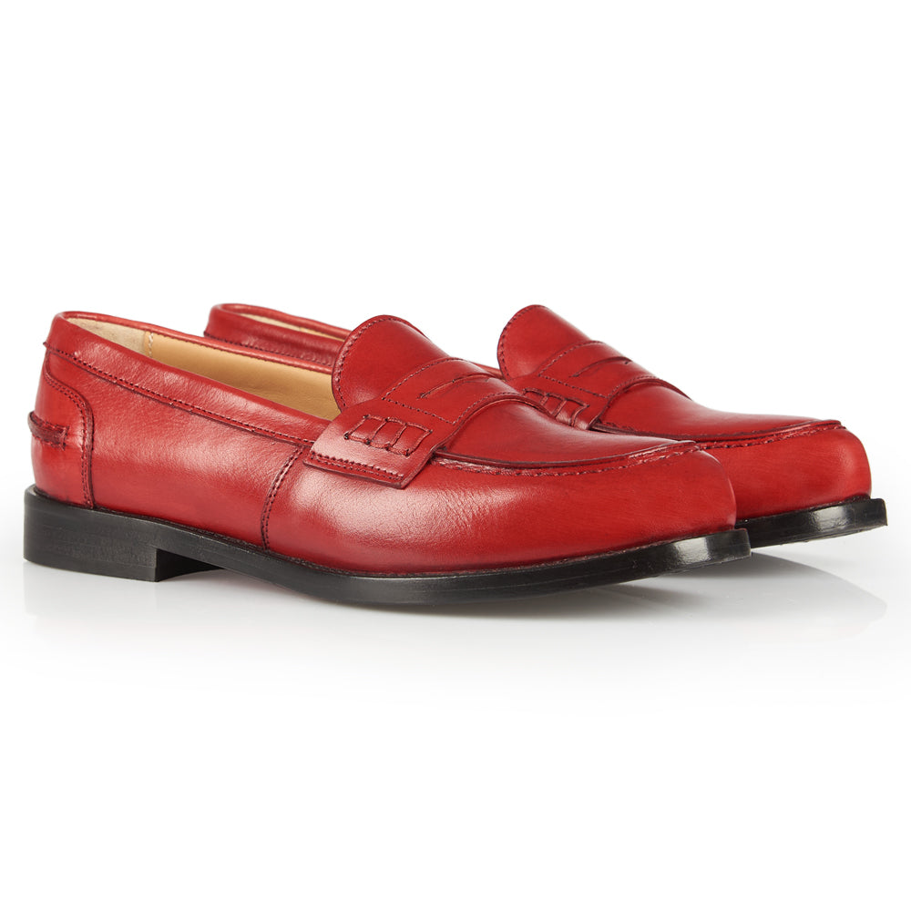Red leather penny loafer