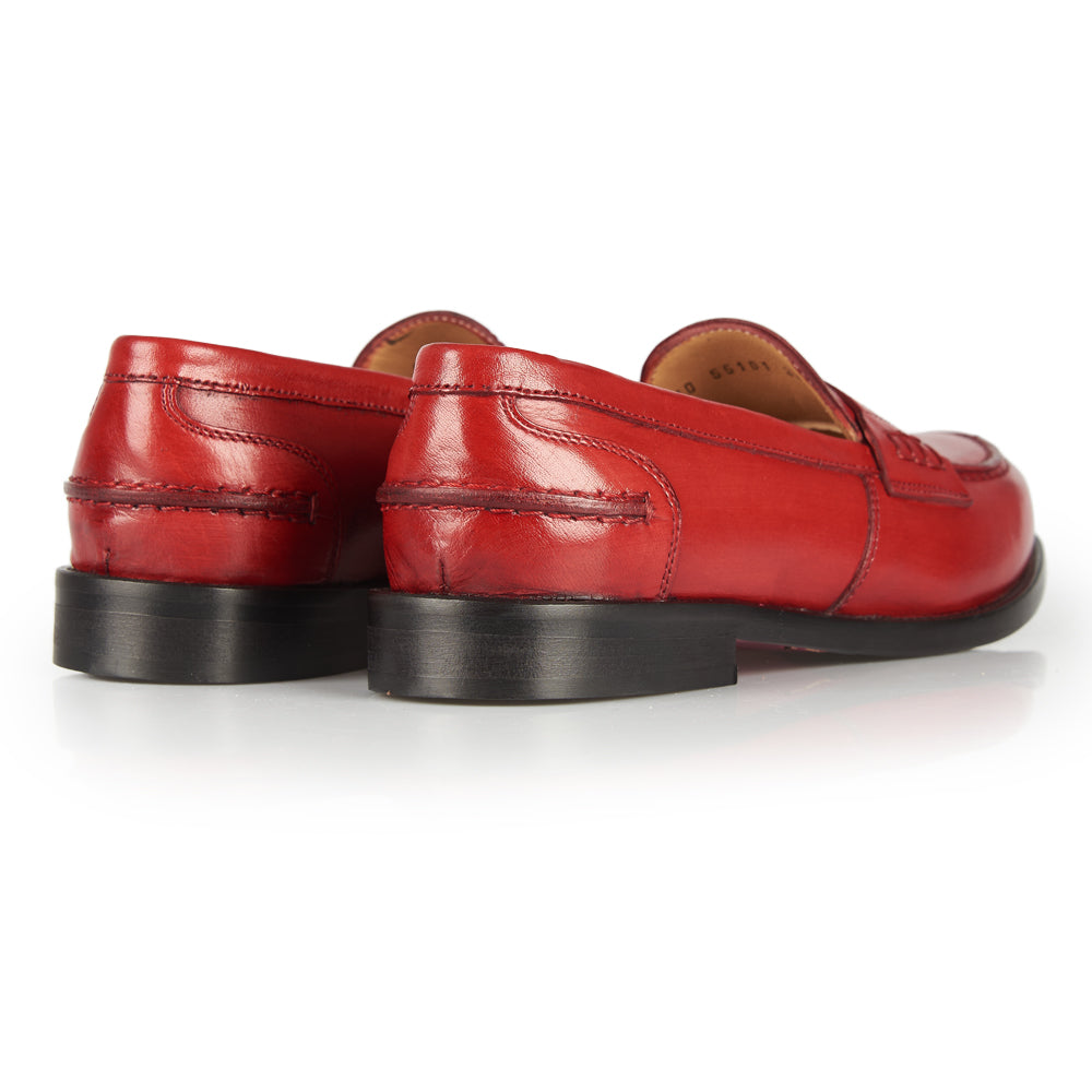 Red leather penny loafer