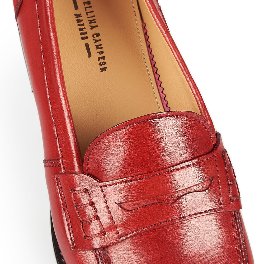 Red leather penny loafer