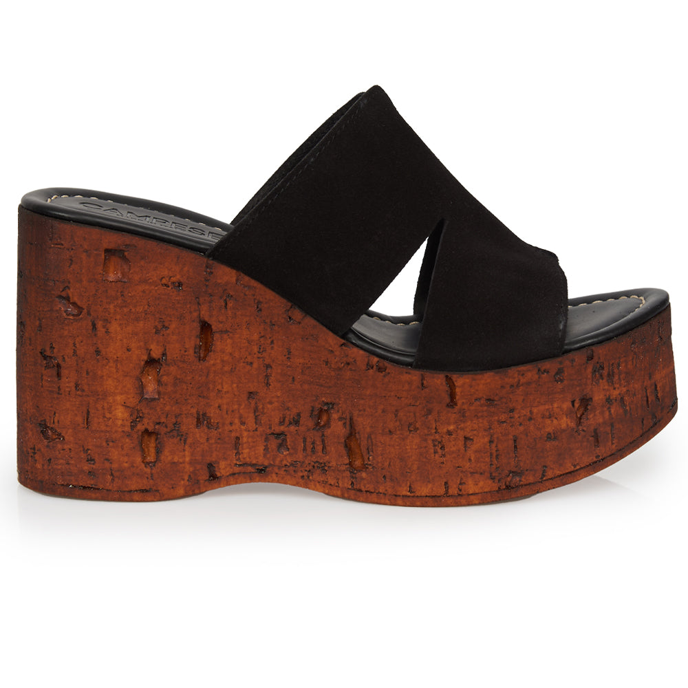 Compensée en daim noir et effet liège