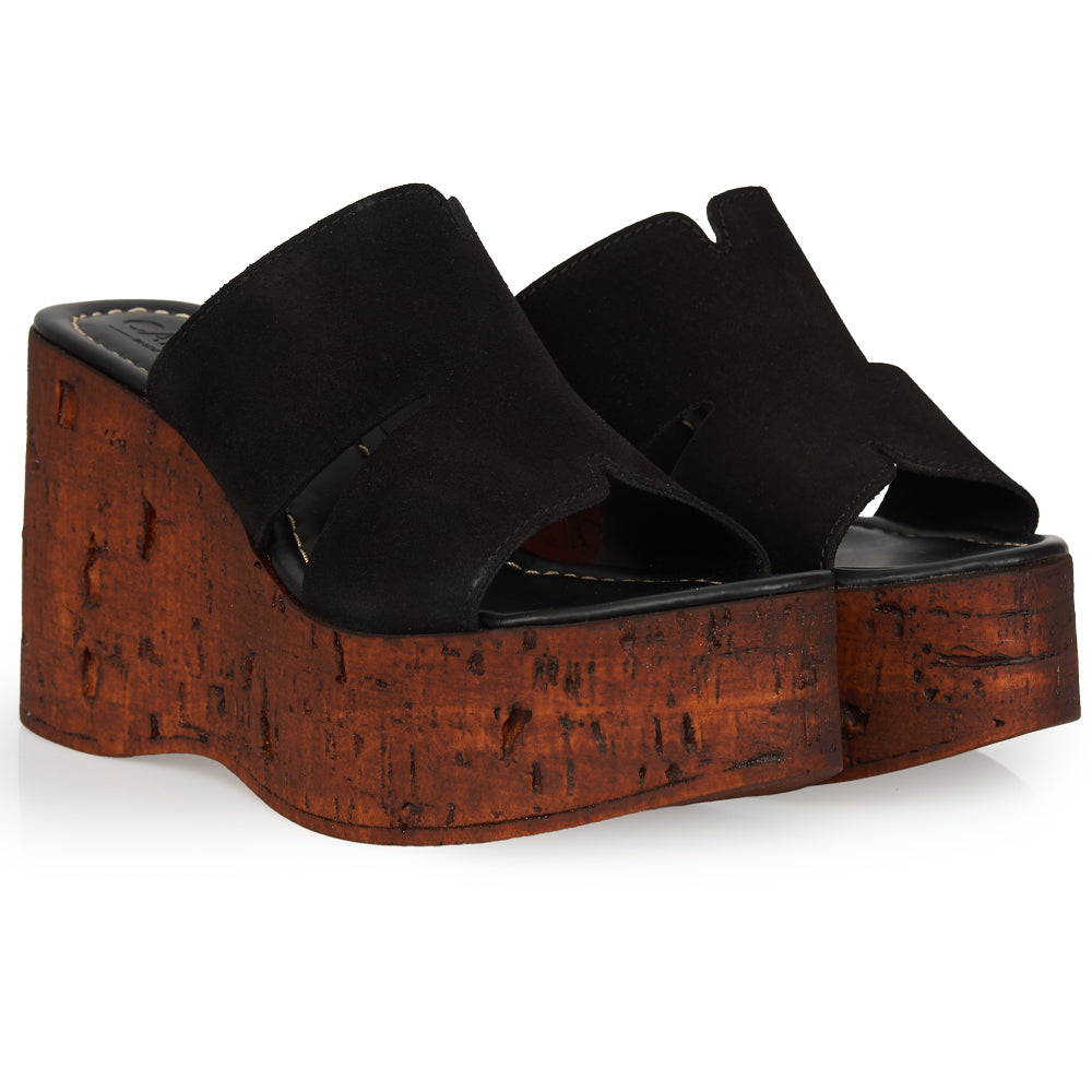 Compensée en daim noir et effet liège