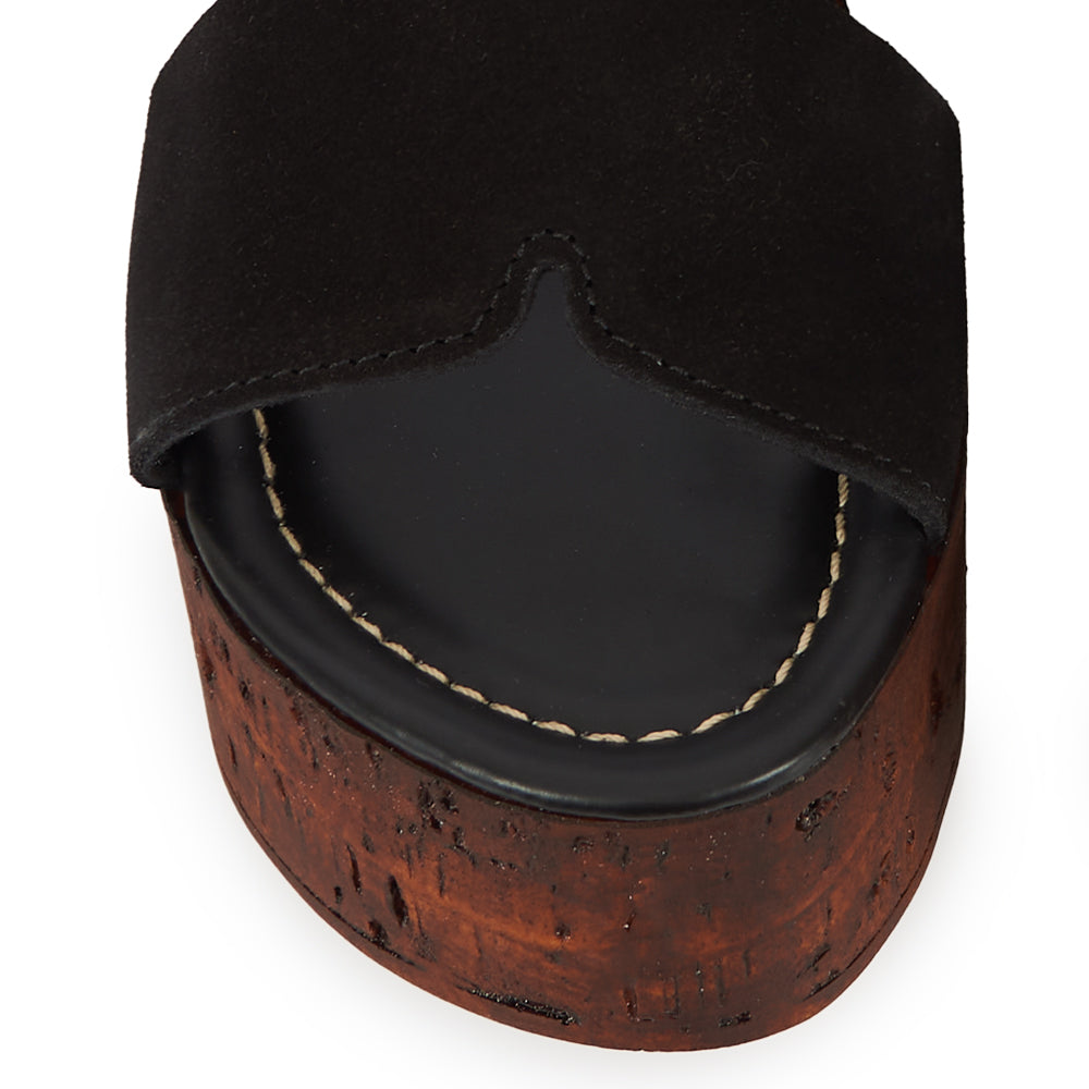 Compensée en daim noir et effet liège