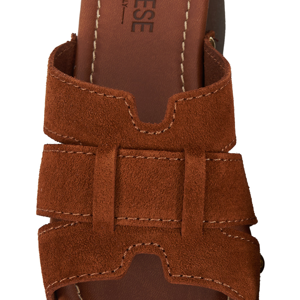 Brown Suede & Studded Platform Clog