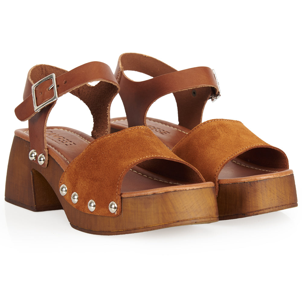 Brown suede wedge sandal