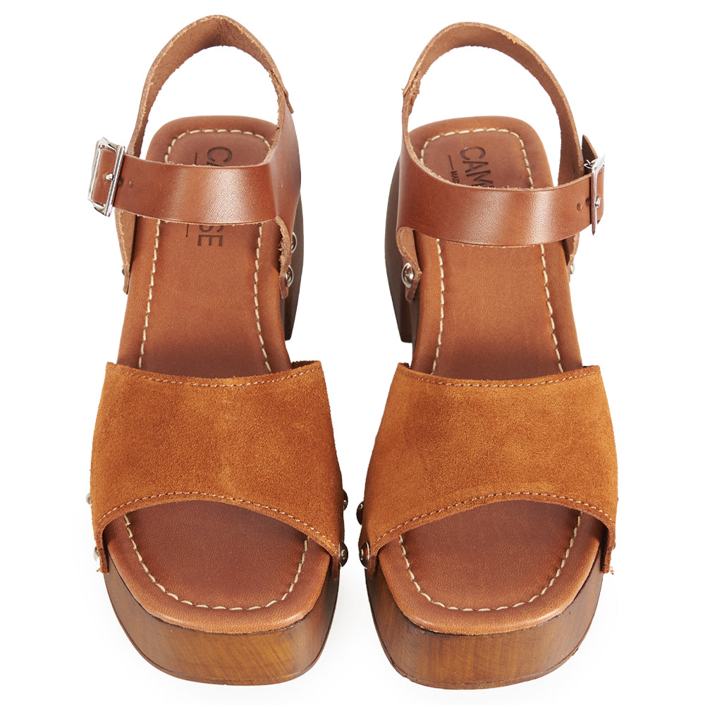 Brown suede wedge sandal