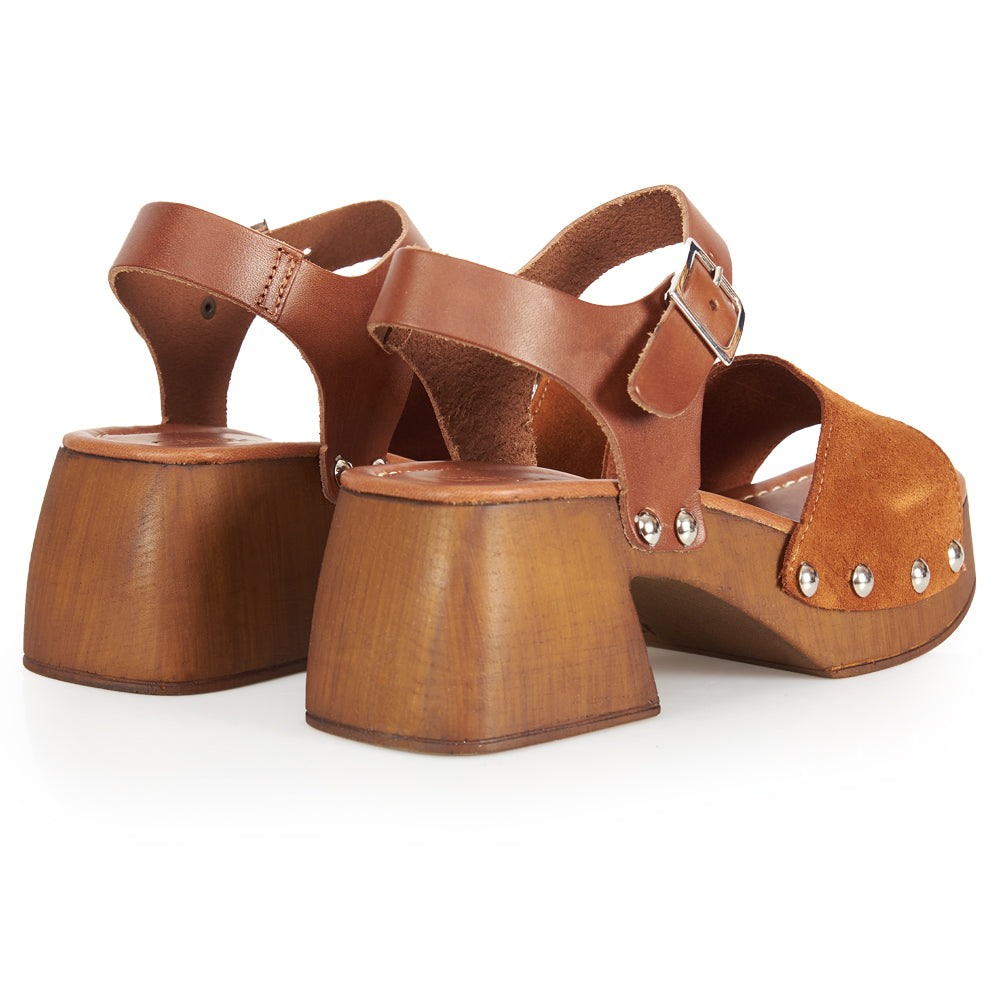 Brown suede wedge sandal