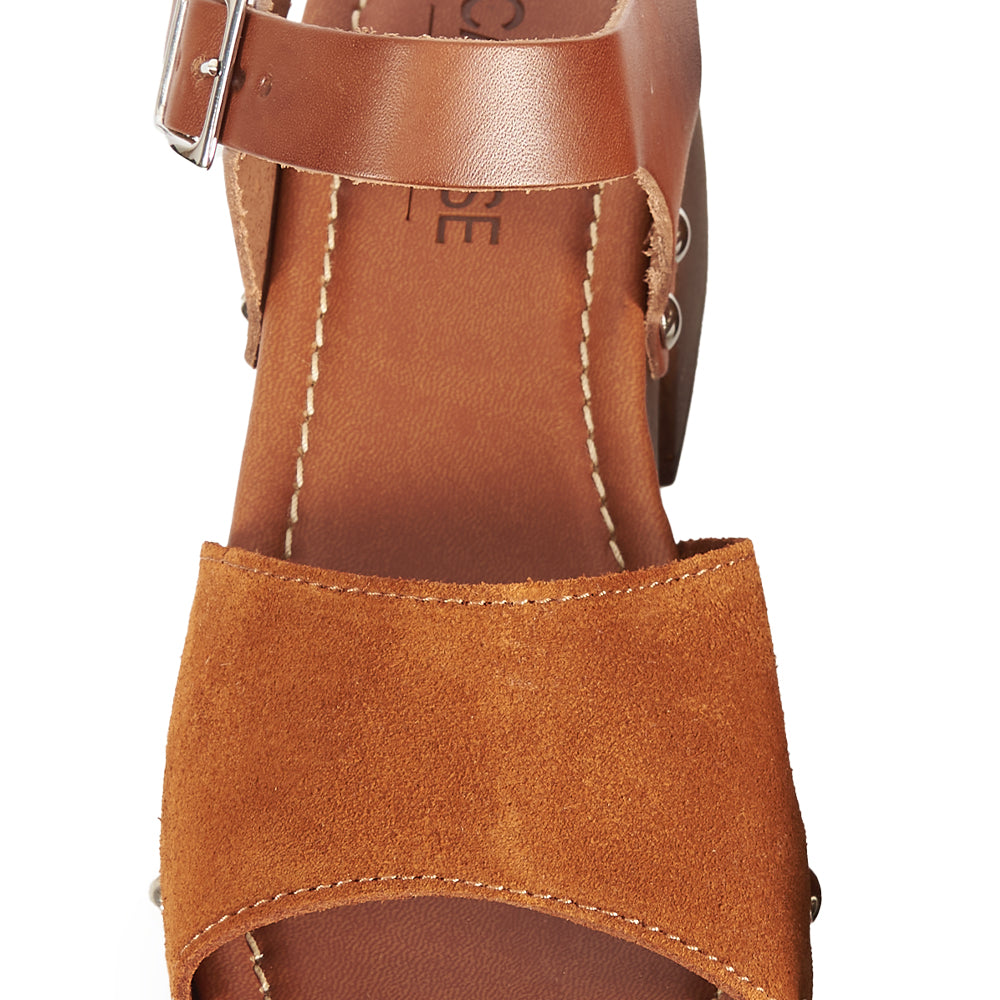 Brown suede wedge sandal
