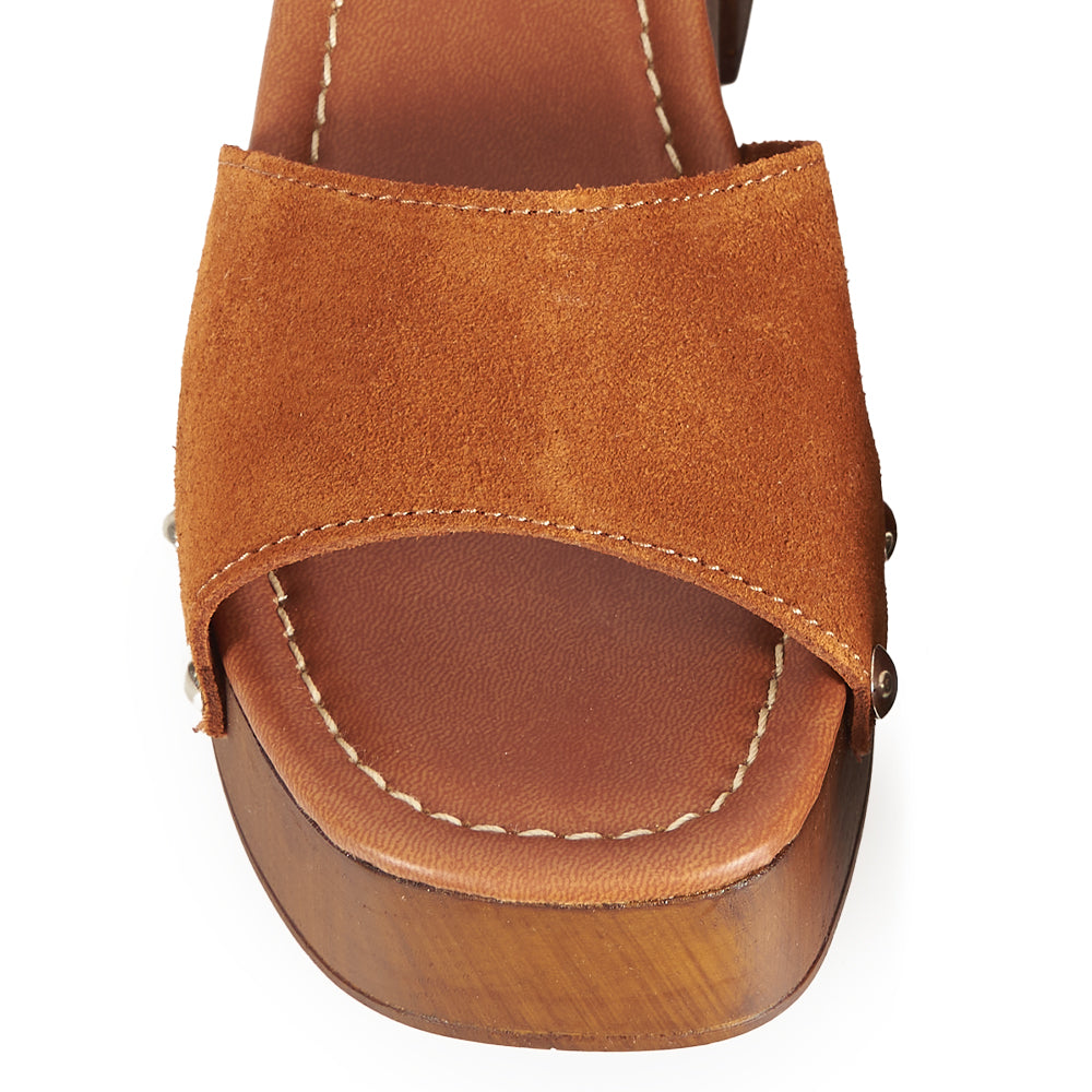 Brown suede wedge sandal