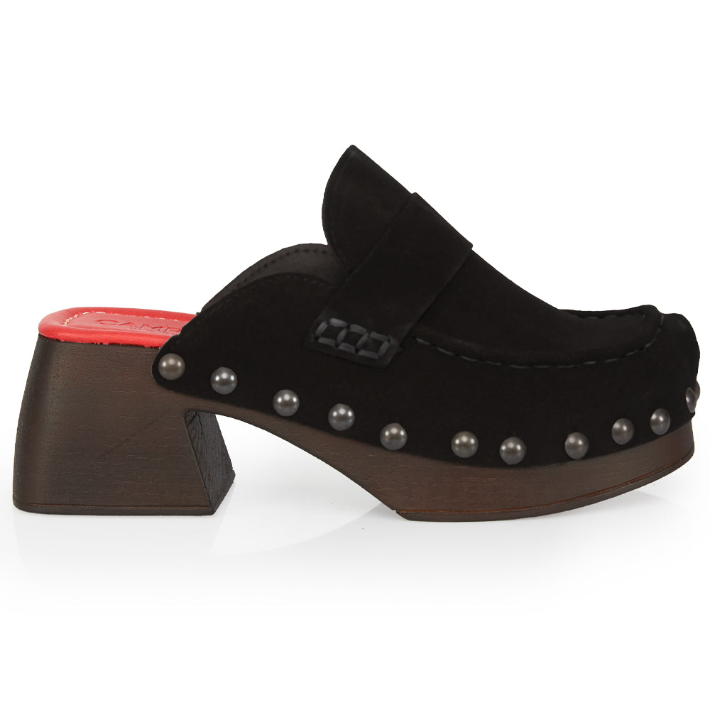 SABOT DE MOCCASSIN EN DAIM NOIR