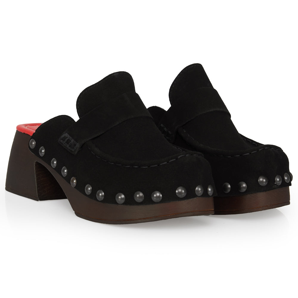 SABOT DE MOCCASSIN EN DAIM NOIR